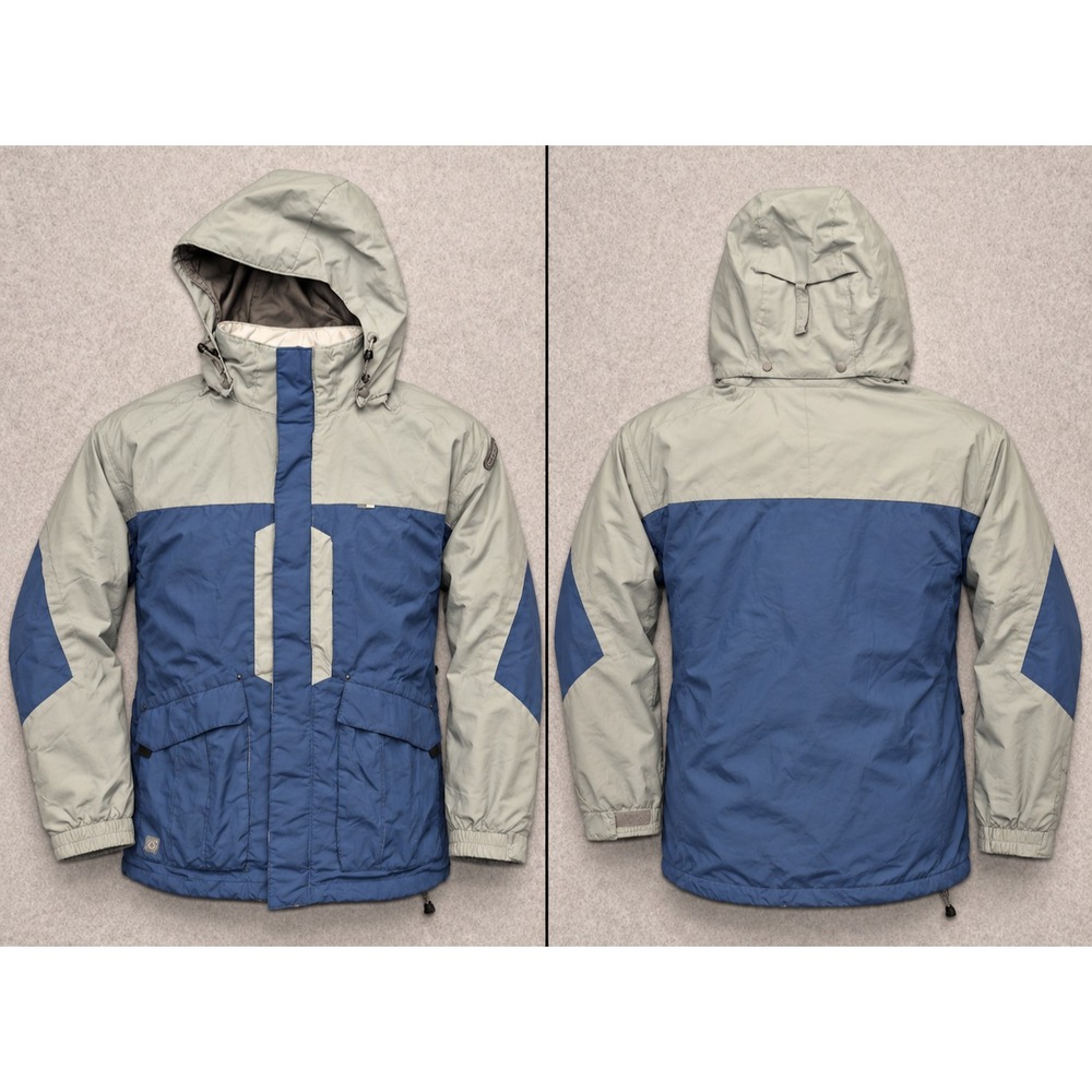 Vintage Columbia Convert Jacket Men L Blue Gray Colorblock Hooded Snowboard Coat